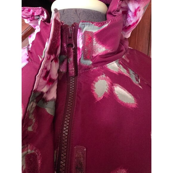 The Children's Place Floral Hooded Winter Jacket Burgundy Pink Roses XXL 16 - Picture 3 of 8